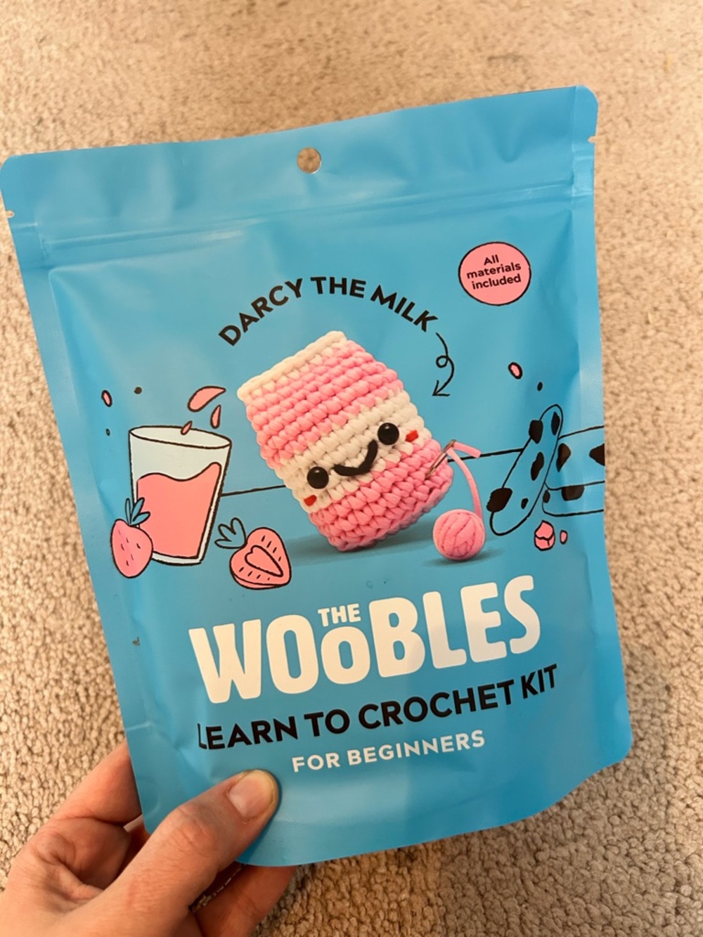 The Woobles Darcy The Milk Pink Crochet Kit by The Woobles